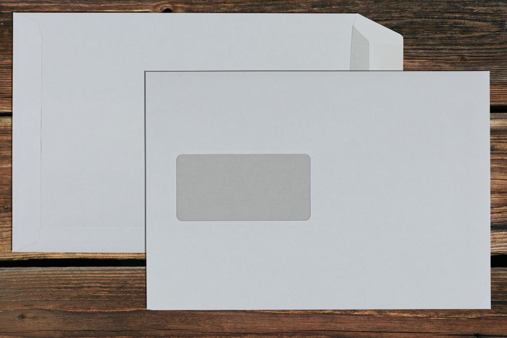 Versandtaschen mit Fenster C5 162x229 mm Nassklebend Weiß 90 g/qm